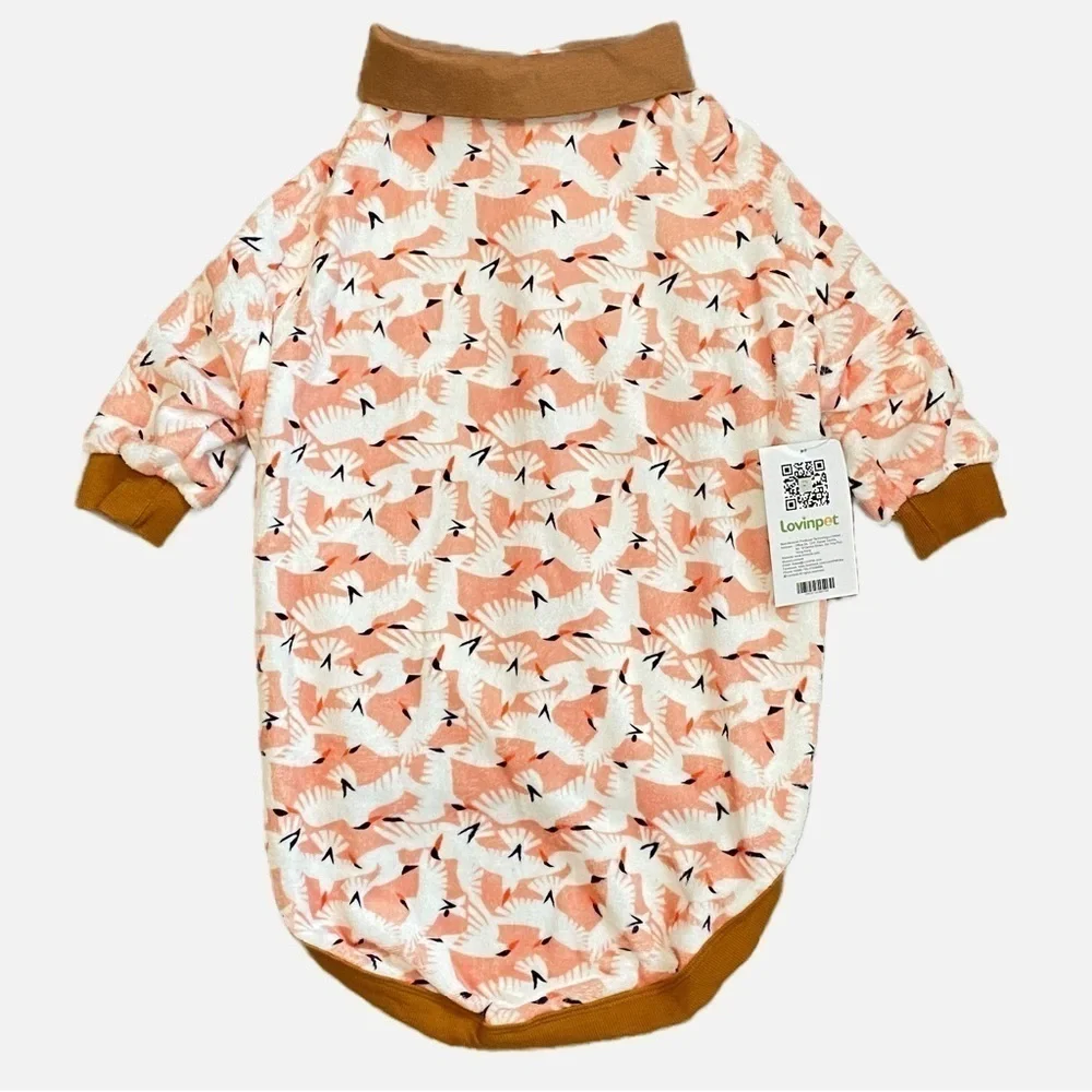 LovinPet Dog Soft Fleece Warm Winter Bird Print Pajama Jacket X-Large NWT